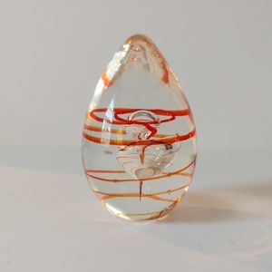 Glass Paperweight Orange Yellow Glass Ribbon